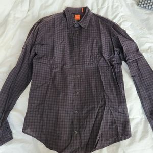 DONATING SOON: HUGO BOSS purple checkered button down shirt
